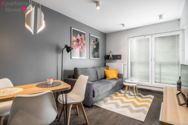 A functional one-bedroom apartment of 37 sqm with a view on Vistula River in new investment  "Zabłocie Residence"